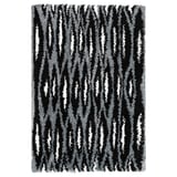 BULLERREMSA Tepih, visoki flor, crna siva/bela, 133x195 cm