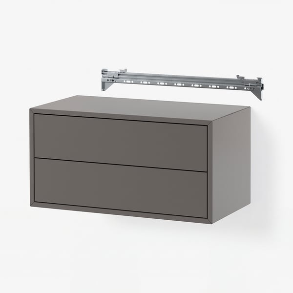 EKET Komb. za odlaganje, mont. zid, s 2 fioke/tamnosiva, 70x35x35 cm