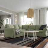 EKTORP Ugaona sofa, 4-sed, Hakebo sivozelena