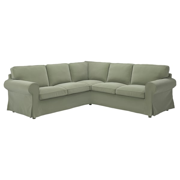 EKTORP Ugaona sofa, 4-sed, Hakebo sivozelena