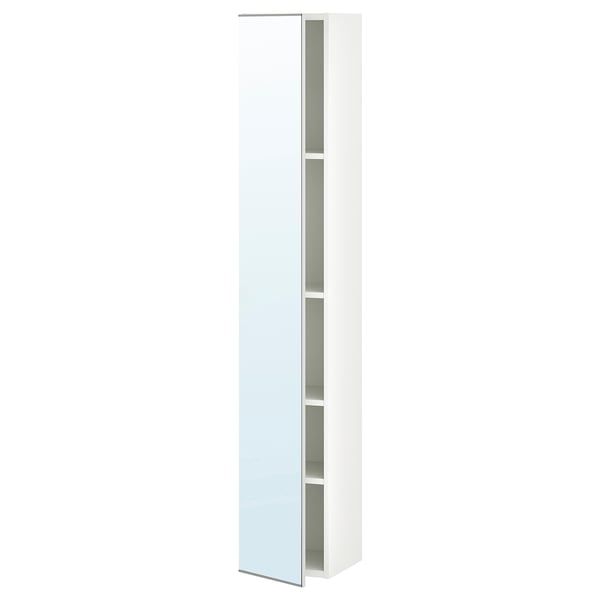 ENHET Visoki element s 4 police/vratima, bela/ogledalo, 30x32x180 cm
