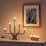 FRÖJDA LED stoni ukras, na baterije srebrna, 9x18 cm