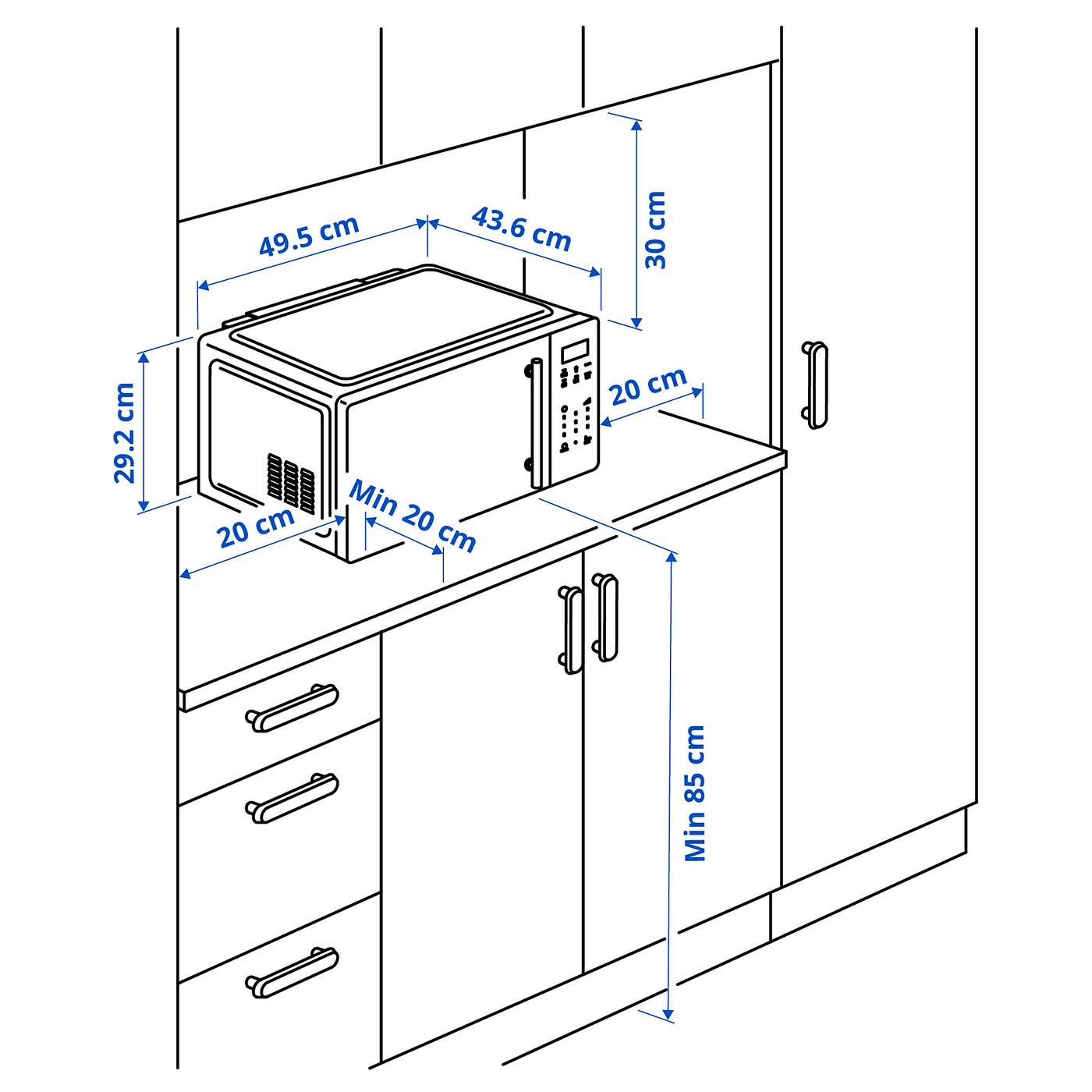 GÅTEBO Mikrotalasna s ventilatorom, funkcija friteze na vruć vazduh IKEA 500/crna