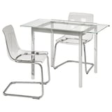 GLIVARP / TOBIAS Sto i 2 stolice, providno/hromirano providno, 75 cm