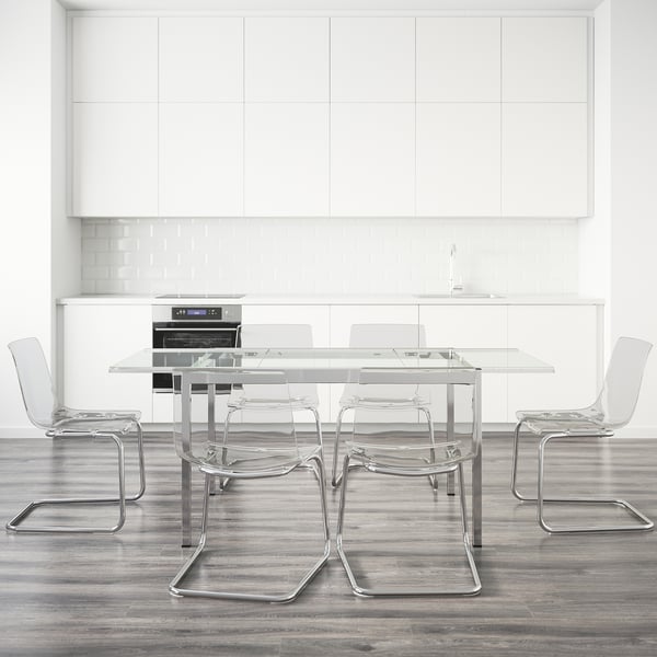 GLIVARP / TOBIAS Sto i 6 stolica, providno/providno, 188 cm