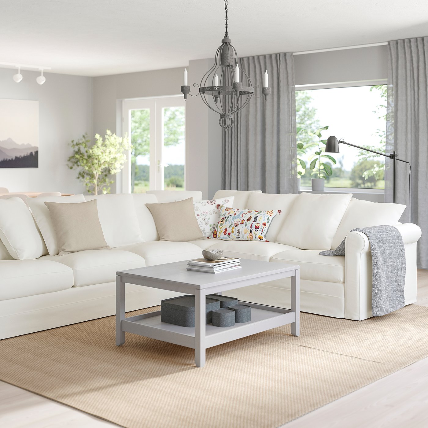 GRÖNLID Ugaona sofa, 5-sed, Inseros bela