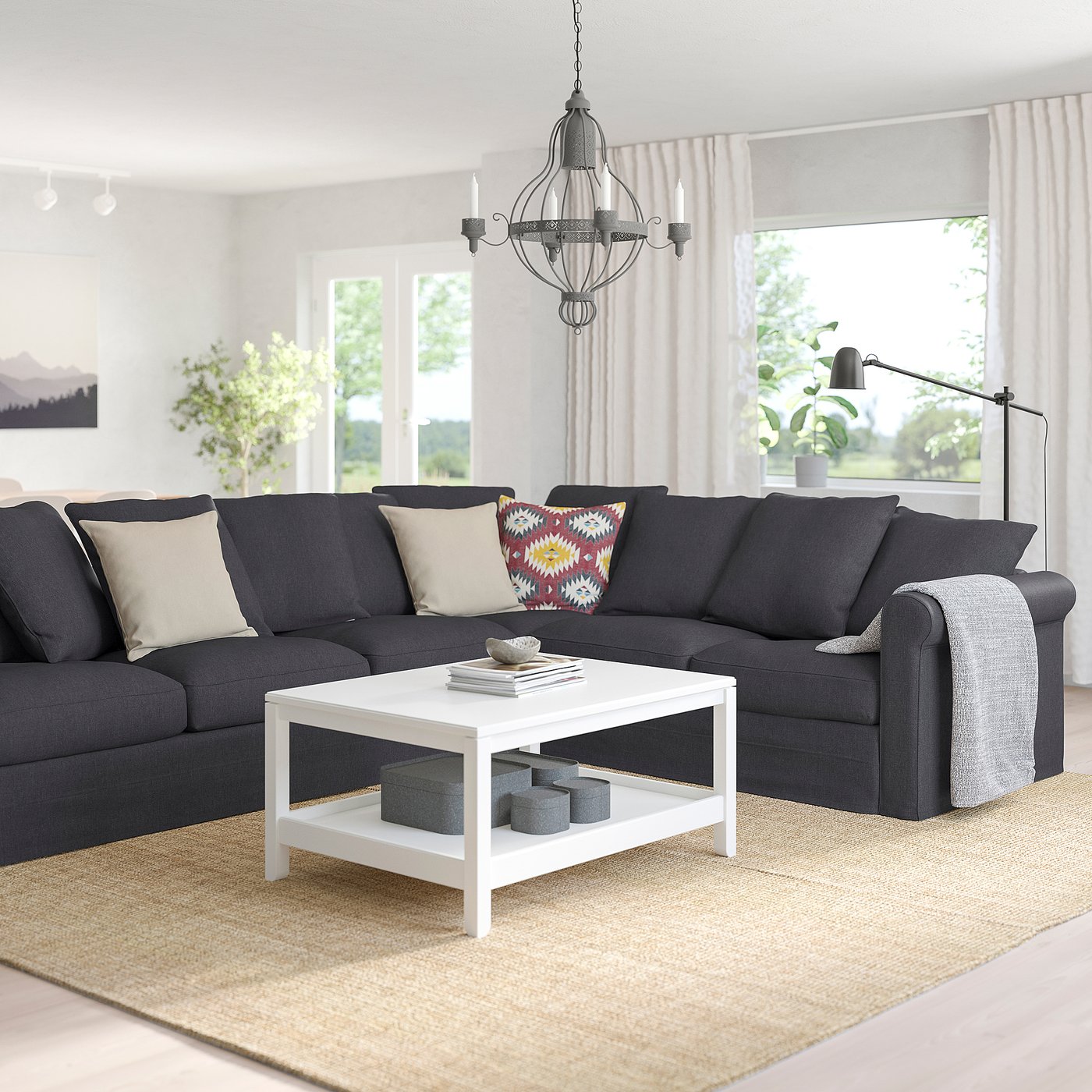 GRÖNLID Ugaona sofa, 5-sed, Sporda tamnosiva