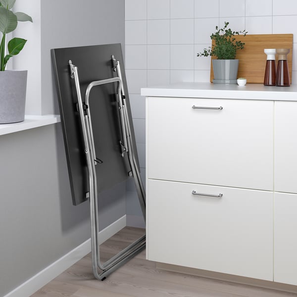 GUNDE / VIHALS Sto i 2 sklopive stolice, preklopno crna/crna, 67x67 cm