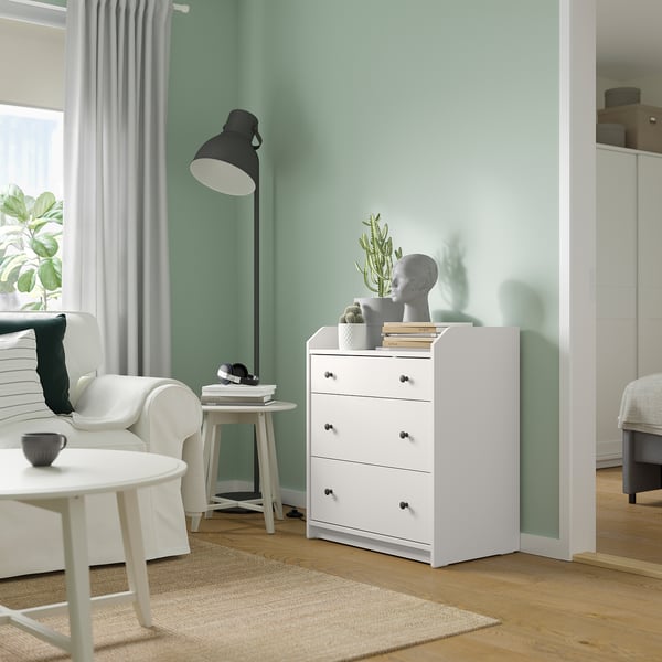 HAUGA Komoda s 3 fioke, bela, 70x84 cm