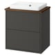 HAVBÄCK / ORRSJÖN Postolje umiv. s fiokama/umivaonik, tamnosiva/smeđa im. orahovine, 62x49x71 cm