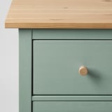 HEMNES Komoda s 3 fioke, sivozelena/svetlosmeđe bajcovano, 108x96 cm
