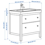 HEMNES / ORRSJÖN Post.umiv. s fiokama/umiv/slavinom, bela, 82x49x89 cm