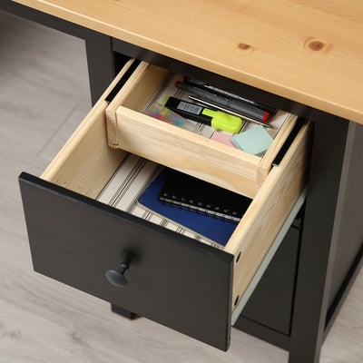 HEMNES Radni sto, crnosmeđa/svetlosmeđa, 155x65 cm
