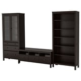 HEMNES TV komb. za odlaganje, crno-smeđa/bistro staklo, 326x197 cm