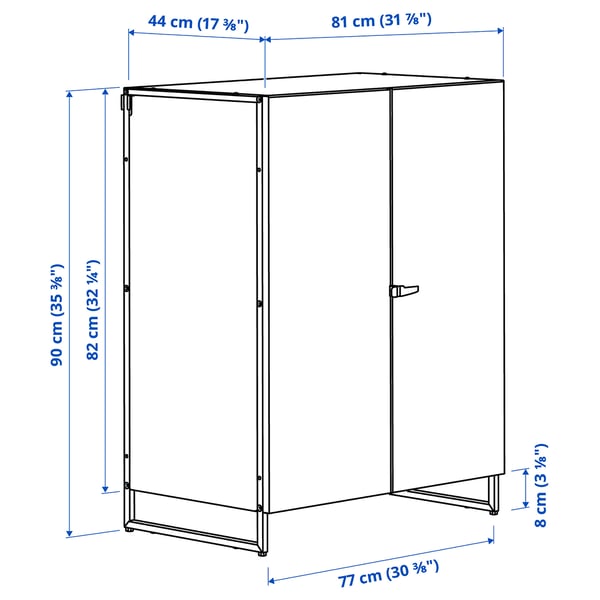 JOSTEIN Spojene police s vratima, unutra/spolja/bela, 81x44x90 cm