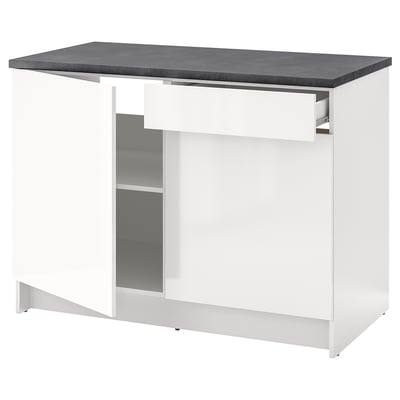 KNOXHULT Podni ormarić s vratima i fiokom, v. sjaj bela, 120 cm