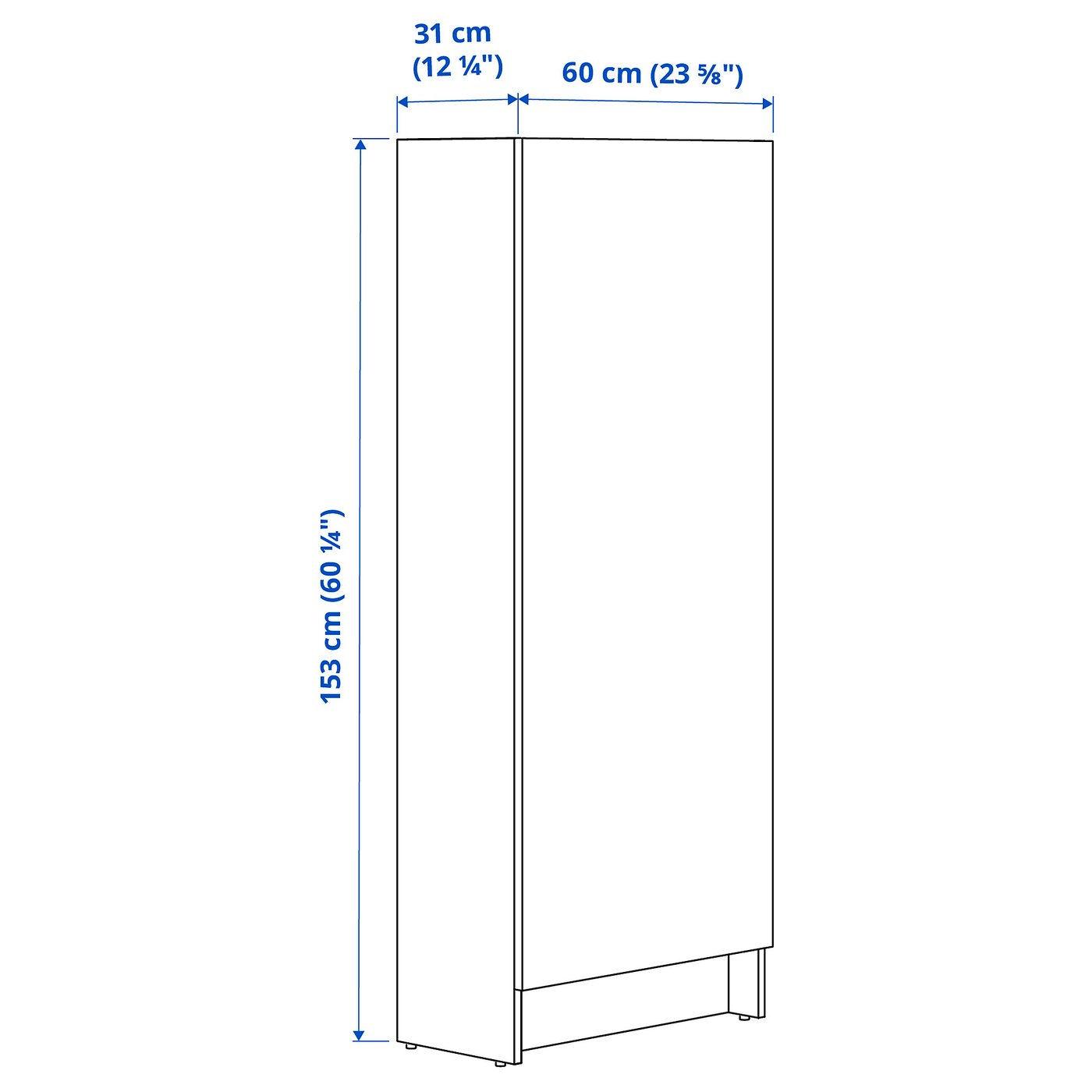 KNOXHULT Visoki element s vratima, tamnosiva, 60x31x153 cm