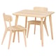 LISABO / LISABO Sto i 2 stolice, jasenov furnir/jasenov furnir, 88 cm