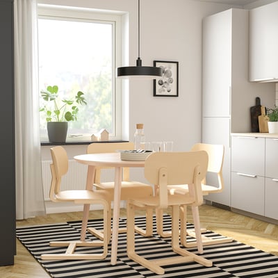 LISABO / LYCKAN Sto i 4 stolice, jasenov furnir/brezov furnir, 105 cm