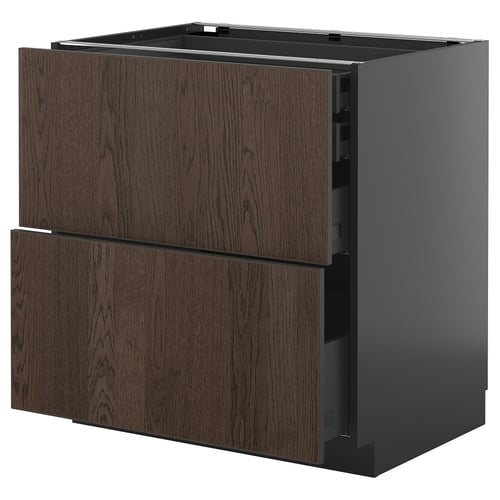 METOD / KNIVSHULT Pod.orm.2front/2dnj/1srd/1vis.fiok, Crnosiva/Sinarp smeđa, 80x60 cm