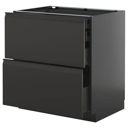 METOD / KNIVSHULT Pod.orm.2front/2dnj/1srd/1vis.fiok, Crnosiva/Upplöv boja antracita, mat, 80x60 cm