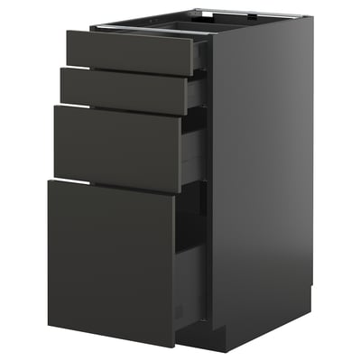 METOD / KNIVSHULT Podni element 4 fronta/4 fioke, Crnosiva/Nickebo boja antracita, mat, 40x60 cm