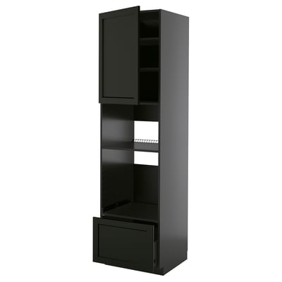 METOD / KNIVSHULT Visoki element za ugradne uređaje, Crnosiva/Lerhyttan crno bajcovano, 60x60x220 cm