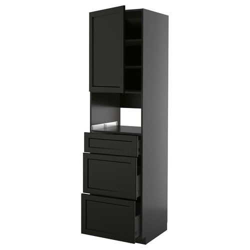 METOD / KNIVSHULT Visoki element za ugradne uređaje, Crnosiva/Lerhyttan crno bajcovano, 60x60x220 cm