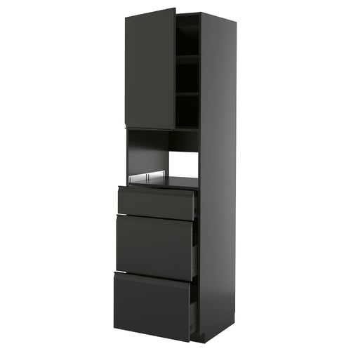 METOD / KNIVSHULT Visoki element za ugradne uređaje, Crnosiva/Upplöv boja antracita, mat, 60x60x220 cm