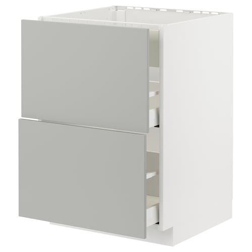 METOD / MAXIMERA Pod.el.za gr.ploču/ug.asp.s fiokom, bela/Havstorp svetlosiva, 60x60 cm