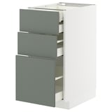 METOD / MAXIMERA Pod.elem.3front/2dnj/1srd/1vis.fiok, bela/Nickebo mat sivozelena, 40x60 cm