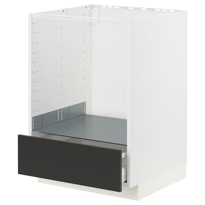 METOD / MAXIMERA Pod.elem. za pećnicu s fiokom, bela/Nickebo boja antracita, mat, 60x60 cm