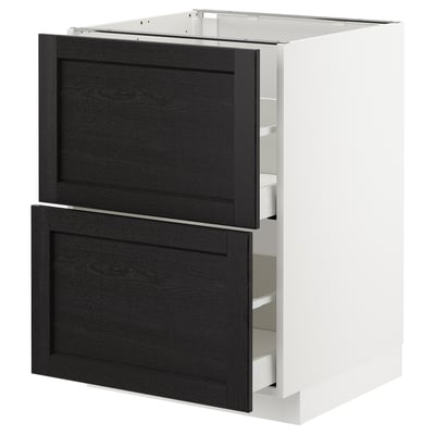 METOD / MAXIMERA Pod.element, 2fronta/2vis.fioke, bela/Lerhyttan crno bajcovano, 60x60 cm
