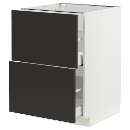 METOD / MAXIMERA Pod.element, 2fronta/2vis.fioke, bela/Nickebo boja antracita, mat, 60x60 cm
