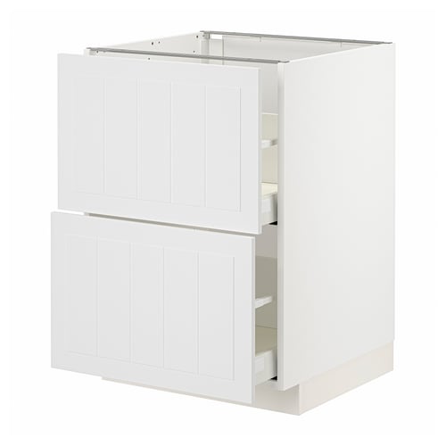 METOD / MAXIMERA Pod.element, 2fronta/2vis.fioke, bela/Stensund bela, 60x60 cm
