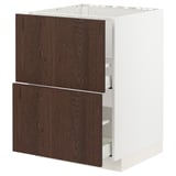 METOD / MAXIMERA Pod.element sudop. i 2front/2fioke, bela/Sinarp smeđa, 60x60 cm