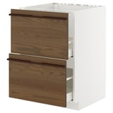 METOD / MAXIMERA Pod.element sudop. i 2front/2fioke, bela/Stensta tamnobraon jasenov furnir, 60x60 cm