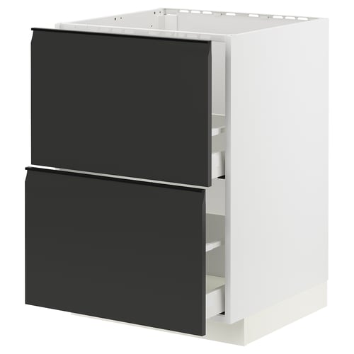 METOD / MAXIMERA Pod.element sudop. i 2front/2fioke, bela/Upplöv boja antracita, mat, 60x60 cm