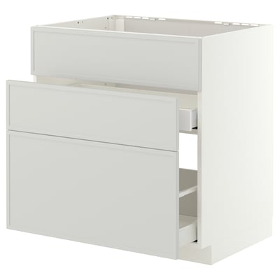 METOD / MAXIMERA Pod.element sudop. i 3front/2fioke, bela/Aspudden svetlosiva, 80x60 cm