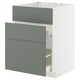 METOD / MAXIMERA Pod.element sudop. i 3front/2fioke, bela/Nickebo mat sivozelena, 60x60 cm