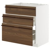 METOD / MAXIMERA Pod.element sudop. i 3front/2fioke, bela/Stensta tamnobraon jasenov furnir, 80x60 cm