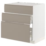 METOD / MAXIMERA Pod.element sudop. i 3front/2fioke, bela/Upplöv tamnobež, mat, 80x60 cm