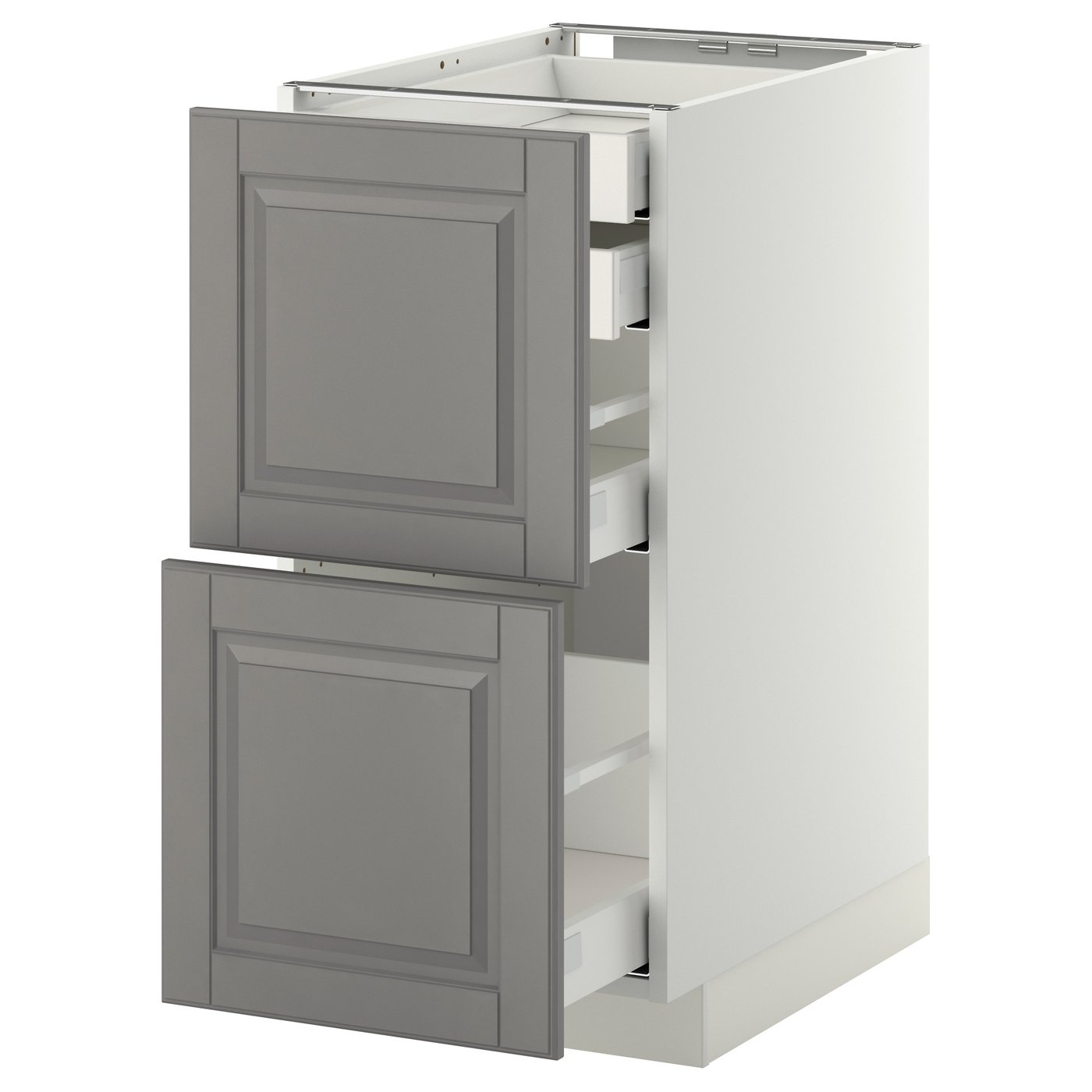 METOD / MAXIMERA Pod.orm.2front/2dnj/1srd/1vis.fiok, bela/Bodbyn siva, 40x60 cm