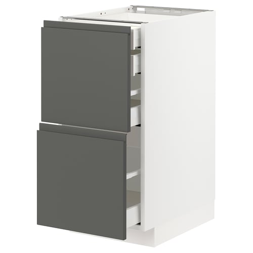 METOD / MAXIMERA Pod.orm.2front/2dnj/1srd/1vis.fiok, bela/Voxtorp tamnosiva, 40x60 cm
