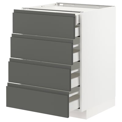METOD / MAXIMERA Pod.ormar.4fronta/2donj/3sred.fioke, bela/Voxtorp tamnosiva, 60x60 cm