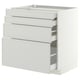 METOD / MAXIMERA Podni element 4 fronta/4 fioke, bela/Aspudden svetlosiva, 80x60 cm