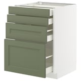 METOD / MAXIMERA Podni element 4 fronta/4 fioke, bela/Axstad sivozelena, 60x60 cm