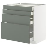 METOD / MAXIMERA Podni element 4 fronta/4 fioke, bela/Nickebo mat sivozelena, 80x60 cm