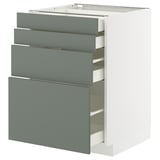 METOD / MAXIMERA Podni element 4 fronta/4 fioke, bela/Nickebo mat sivozelena, 60x60 cm