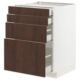 METOD / MAXIMERA Podni element 4 fronta/4 fioke, bela/Sinarp smeđa, 60x60 cm